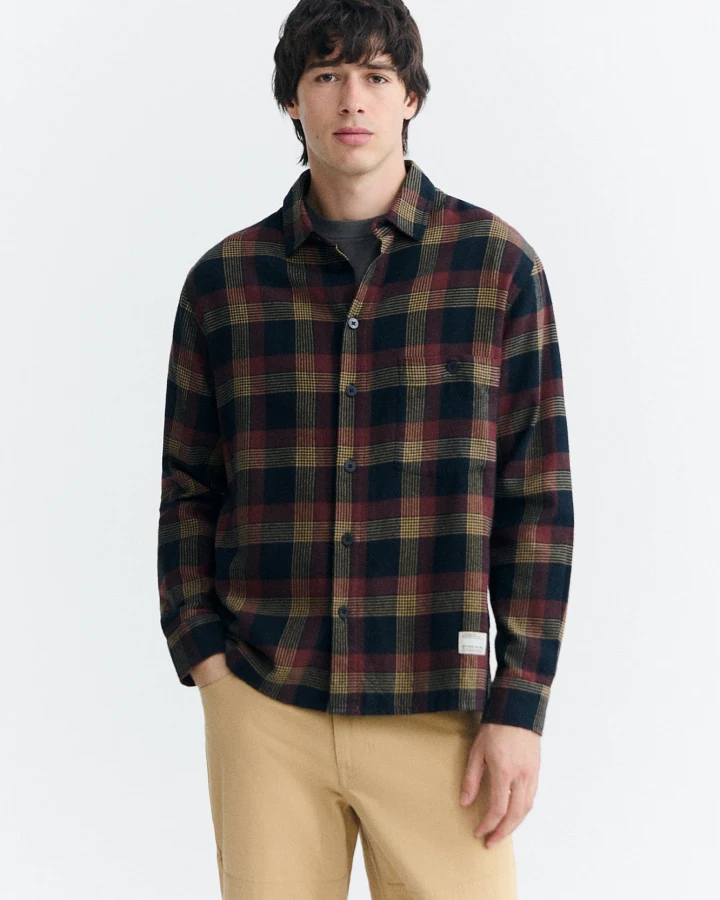 Thinking MU Herren vegan Overshirt Albion Theo Schwarz Kariert