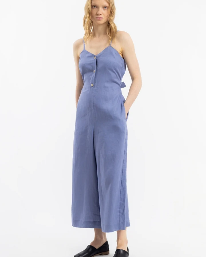 Rotholz Damen vegan Jumpsuit Sommer Hellblau