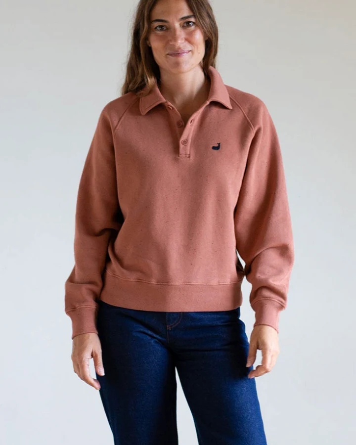 TWOTHIRDS Damen vegan Polo Sweatshirt Leskov Adobe Rose