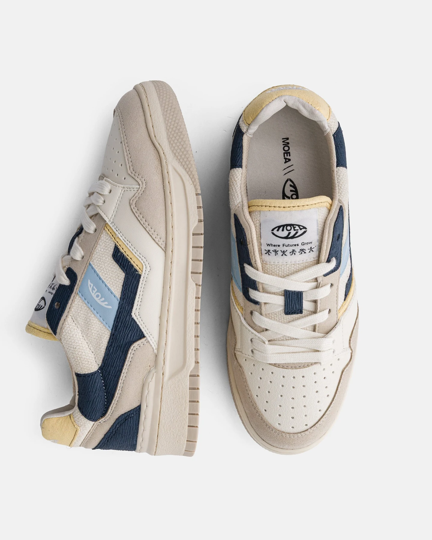 MoEa Herren vegan Sneaker Echo Sunburst Beige/Blau – Ansicht 2