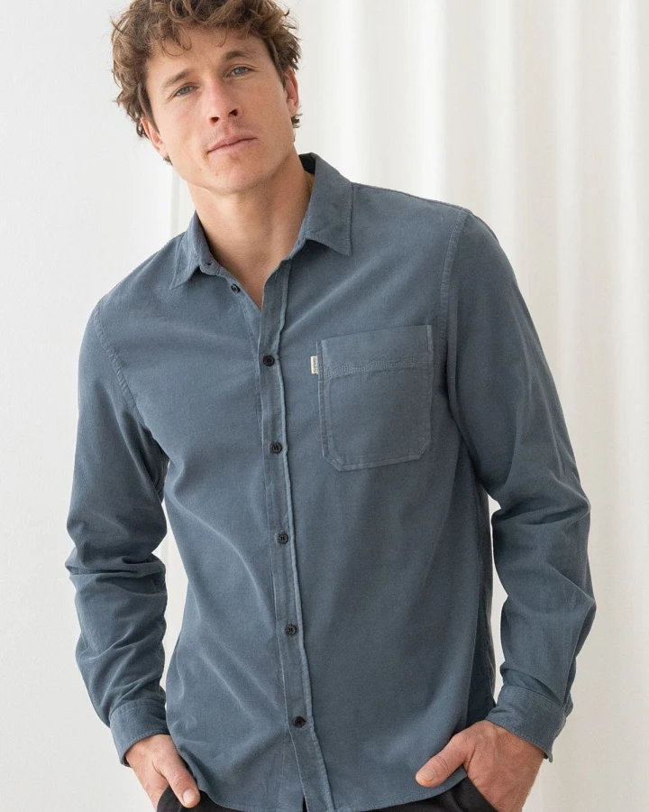 TWOTHIRDS Herren vegan Hemd Holdoya Sturmblau