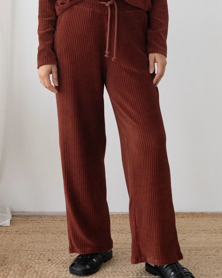 TWOTHIRDS Damen vegan Hose Abruka Weinrot