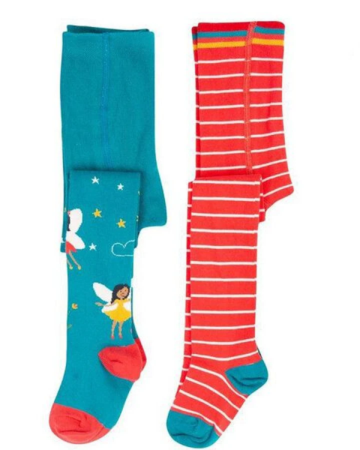 Frugi 2er Pack Strumpfhosen watermelon gestreift/Fairy - Feen