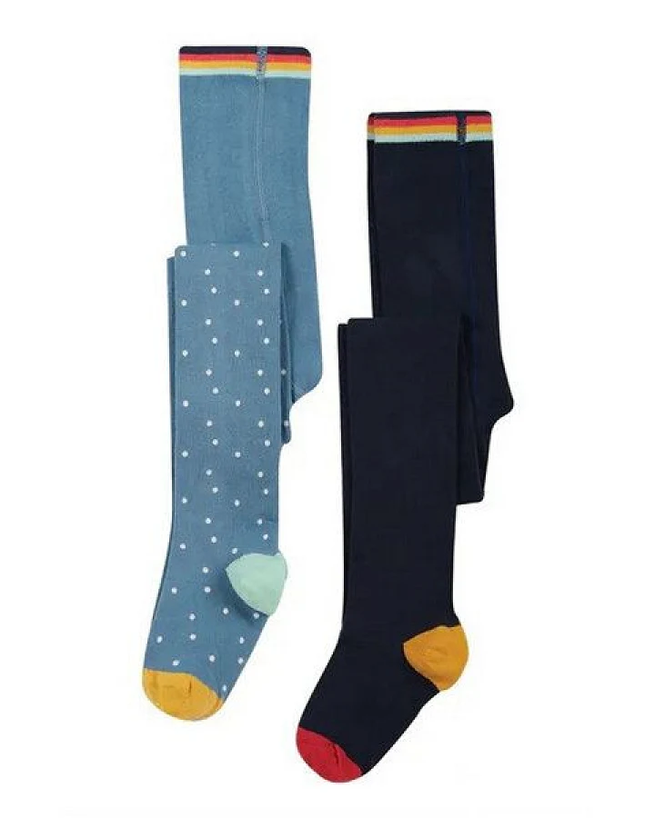 Frugi Doppelpack Strumpfhosen dunkelblau und Schneehuhn