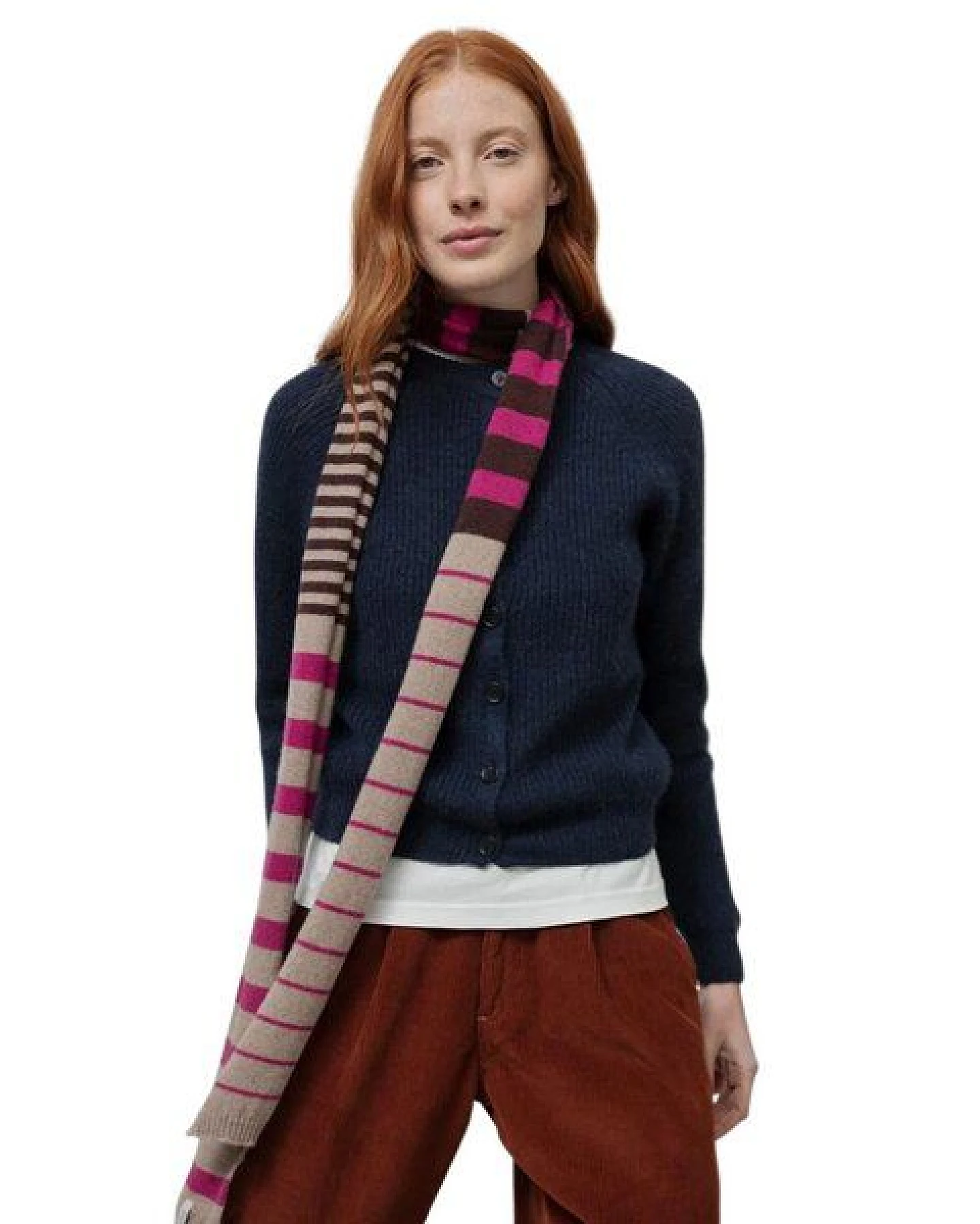 Rifò - Circular Fashion Made in Italy Schmaler Streifenschal Rino aus recycelter Kaschmirwolle – Ansicht 4
