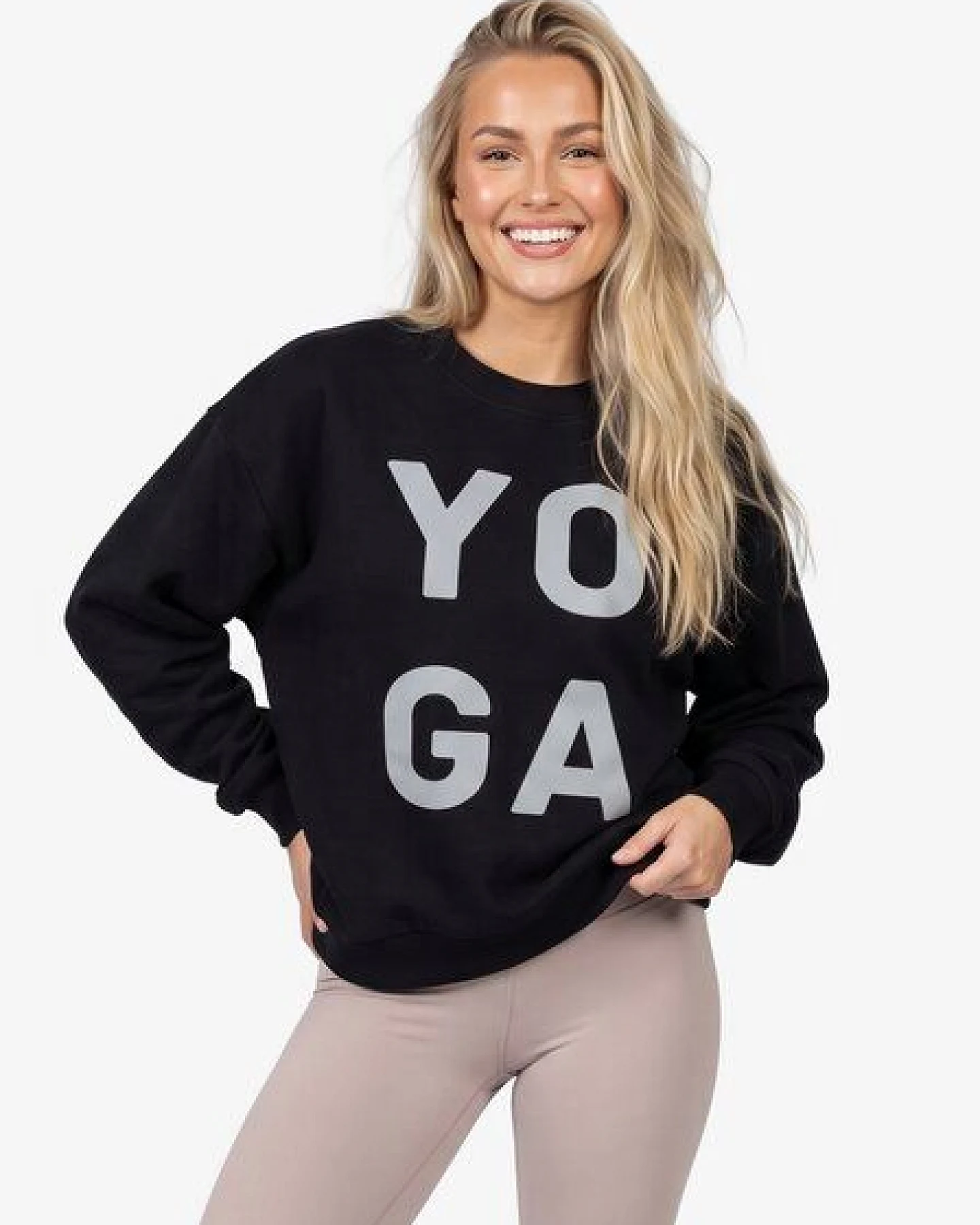 Yoga Hero Damen Oversize Sweatshirt aus Bio-Baumwolle – YOGA Schwarz – Ansicht 2