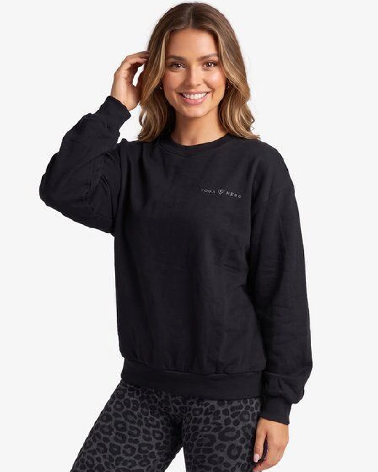 Yoga Hero Damen Oversize Sweatshirt aus Bio-Baumwolle – Zen Schwarz – Ansicht 2