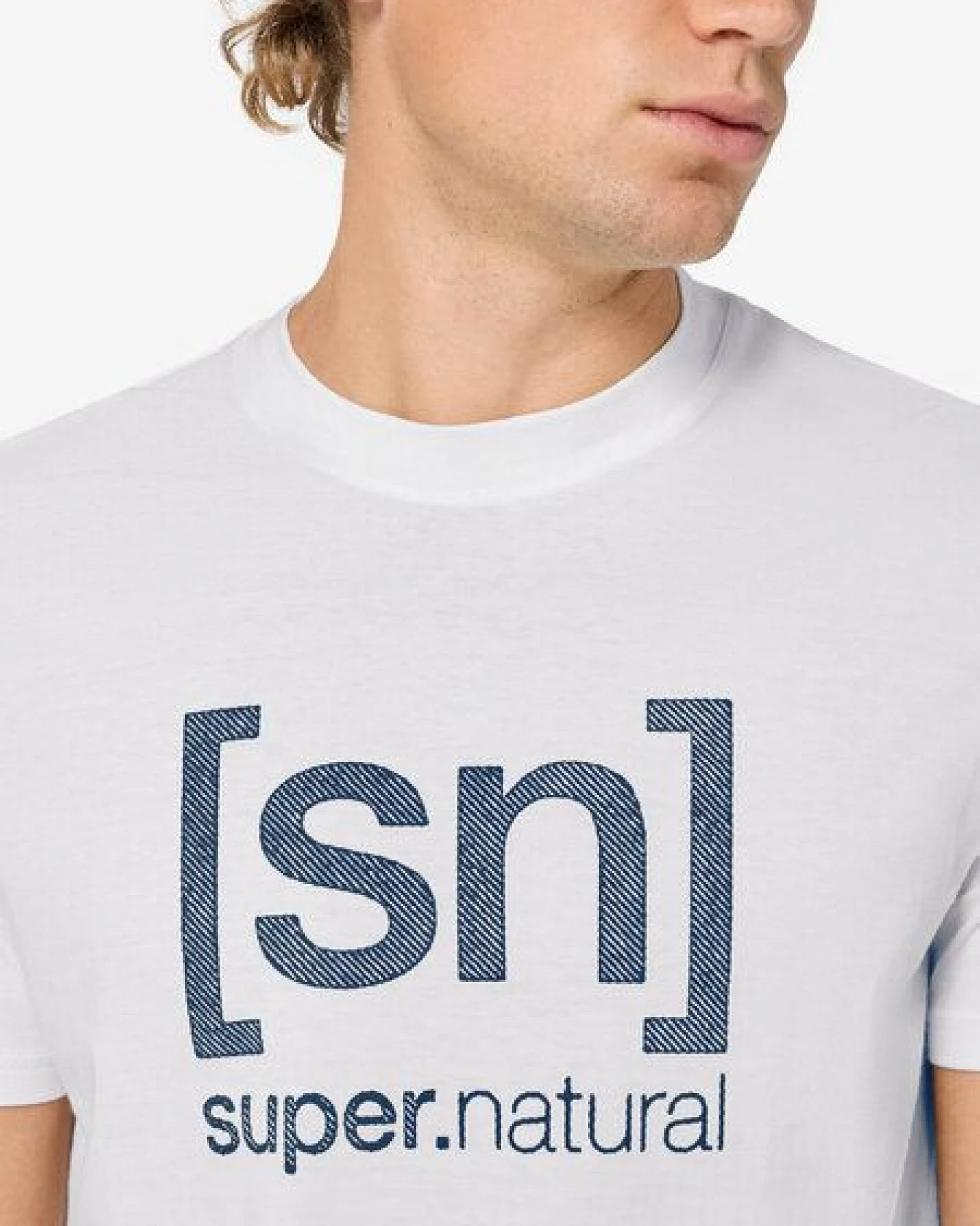 super.natural M DENIM LOGO BIO C TEE für Herren, Merino – Ansicht 2
