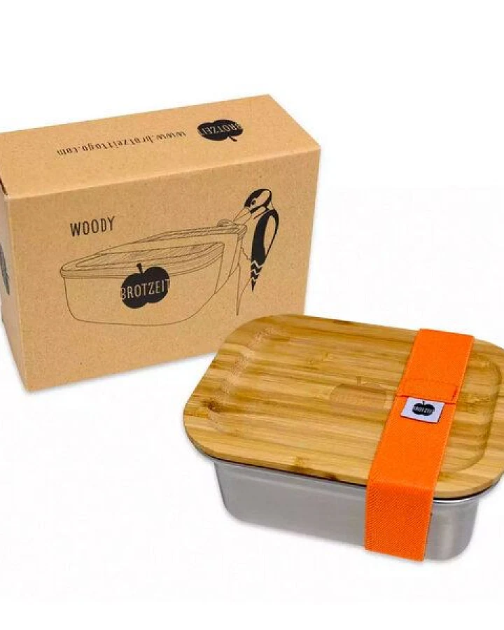 Brotzeit Edelstahl Lunchbox Woody mit Bambusdeckel
