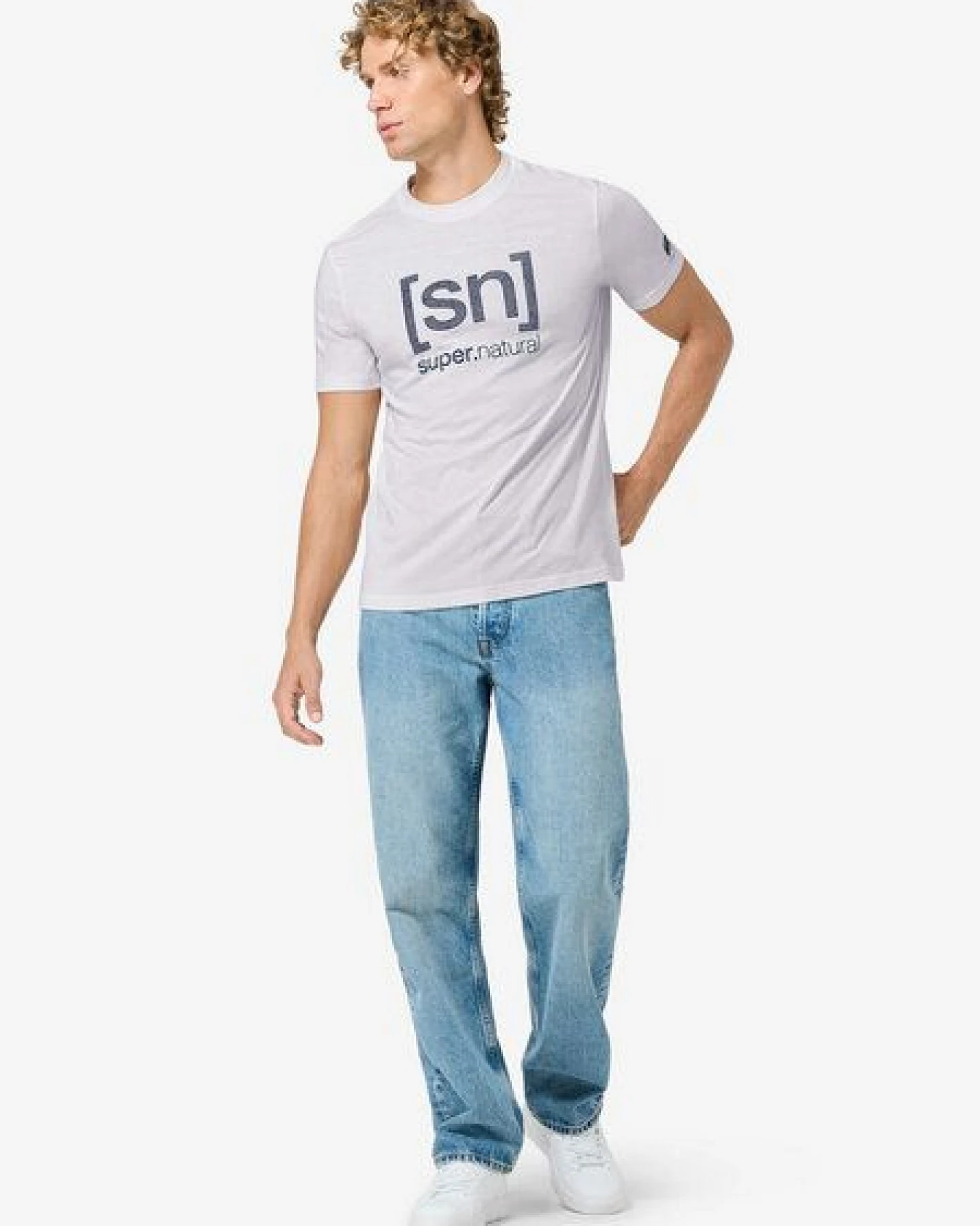 super.natural M DENIM LOGO BIO C TEE für Herren, Merino – Ansicht 3