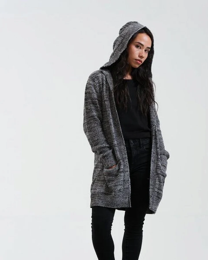 GARY MASH Long-Cardigan Vera mit Kapuze aus Biobaumwolle