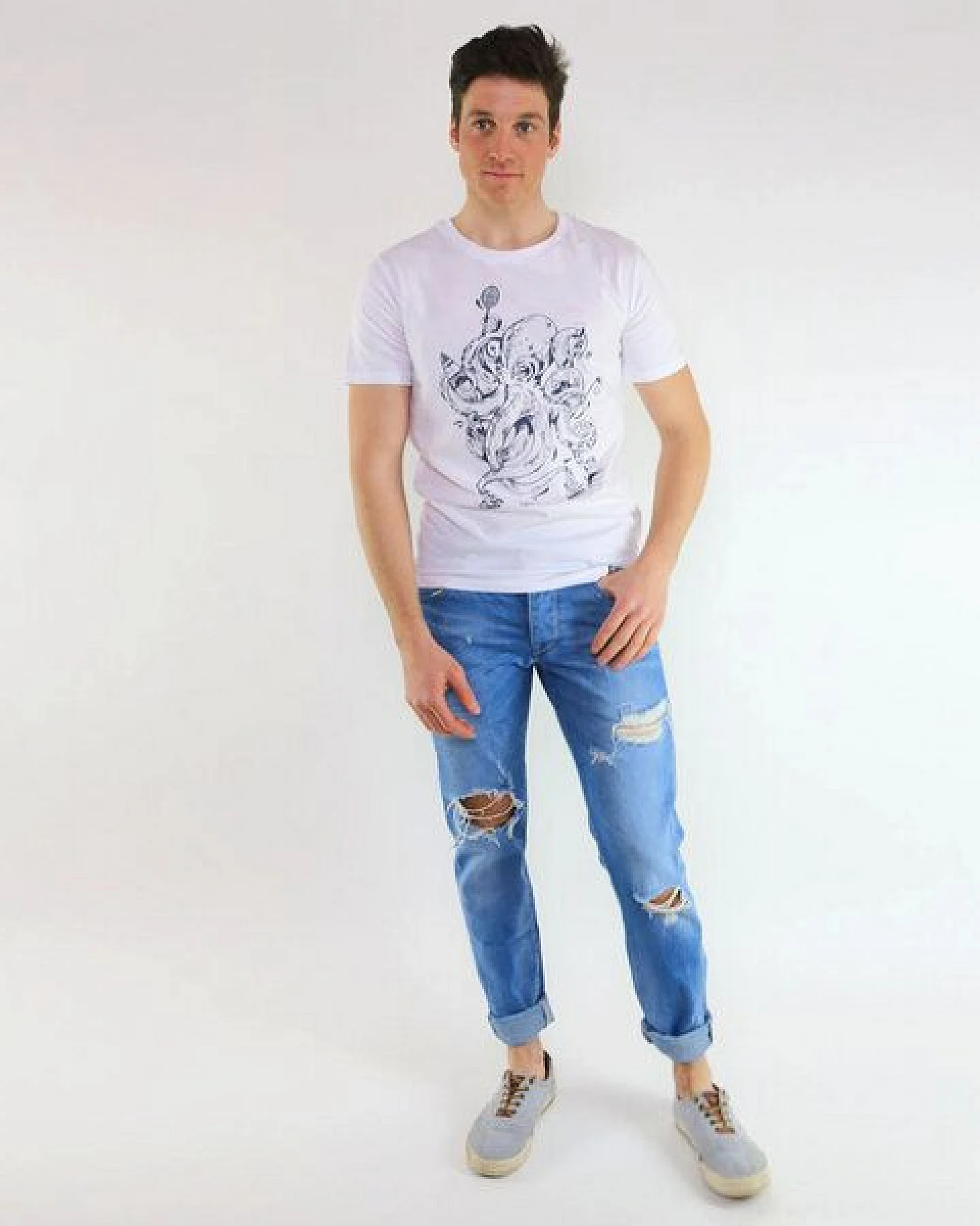 GARY MASH Shirt Octopus Summer aus Biobaumwolle Weiß – Ansicht 2