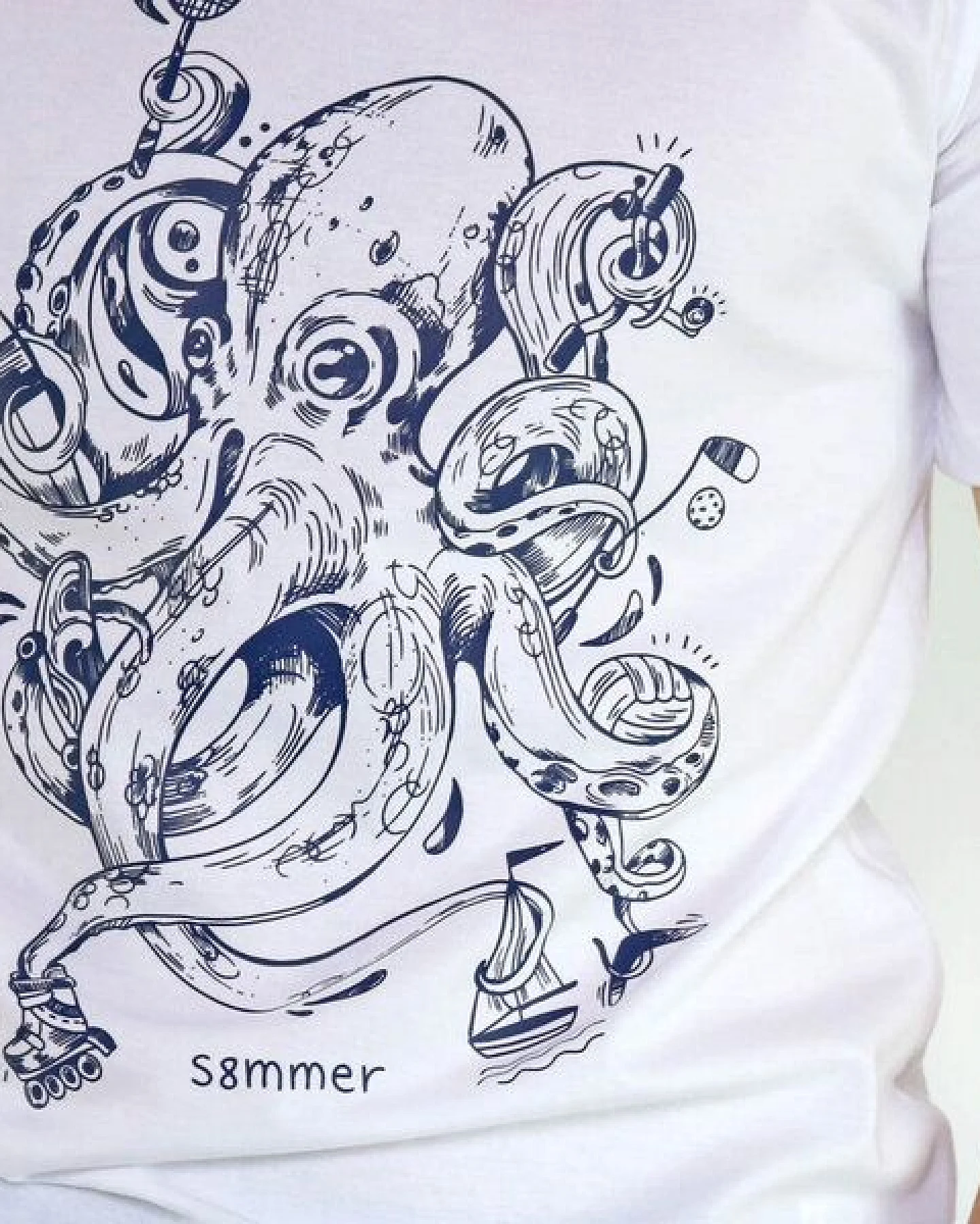 GARY MASH Shirt Octopus Summer aus Biobaumwolle Weiß – Ansicht 4