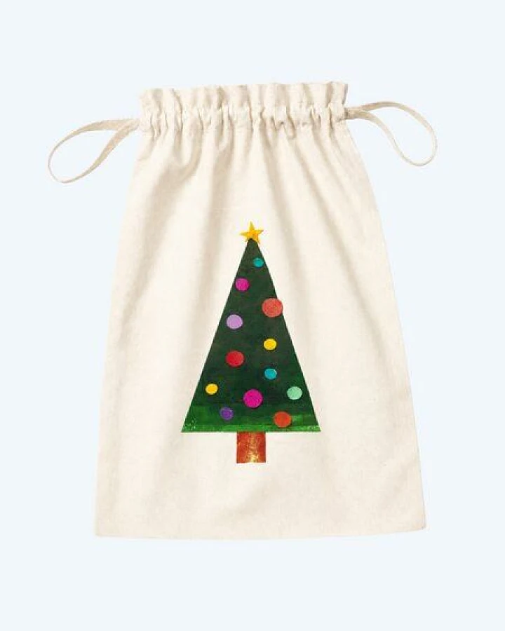 MELAdi Geschenkbeutel aus Biobaumwolle - Größe L Weihnachtbaum