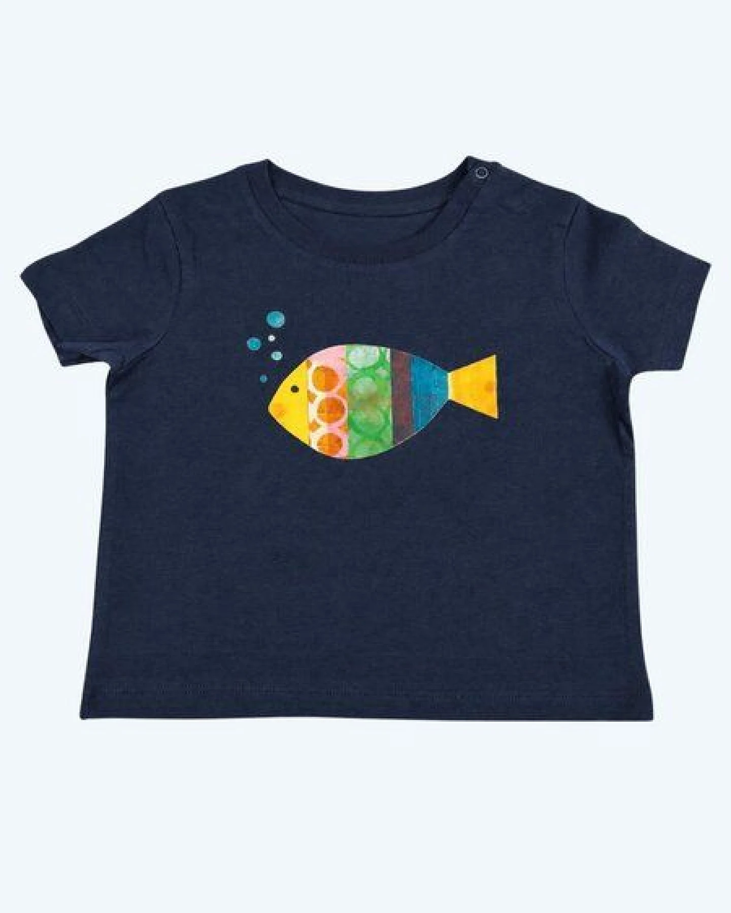 MELAdi Kinder Baby-Shirt aus Biobaumwolle - Fisch auf Navy Blue Kopie – Ansicht 2