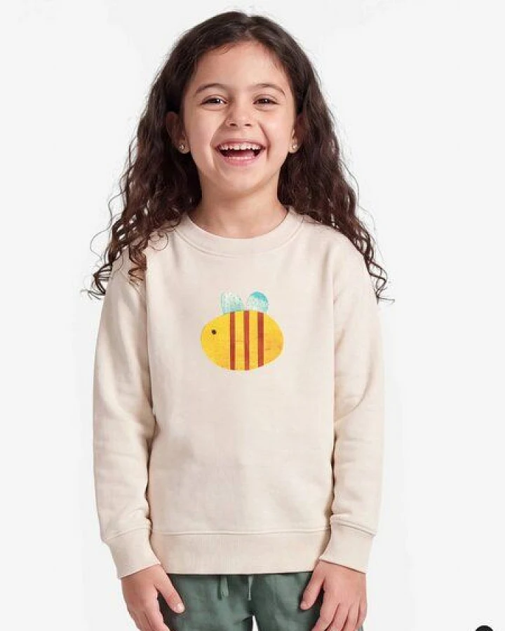 MELAdi Kinder Sweater aus Biobaumwolle - Hummel auf Natural Raw
