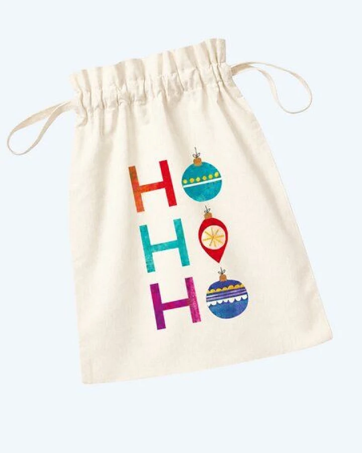 MELAdi Geschenkbeutel aus Biobaumwolle - Größe M "HoHoHo"