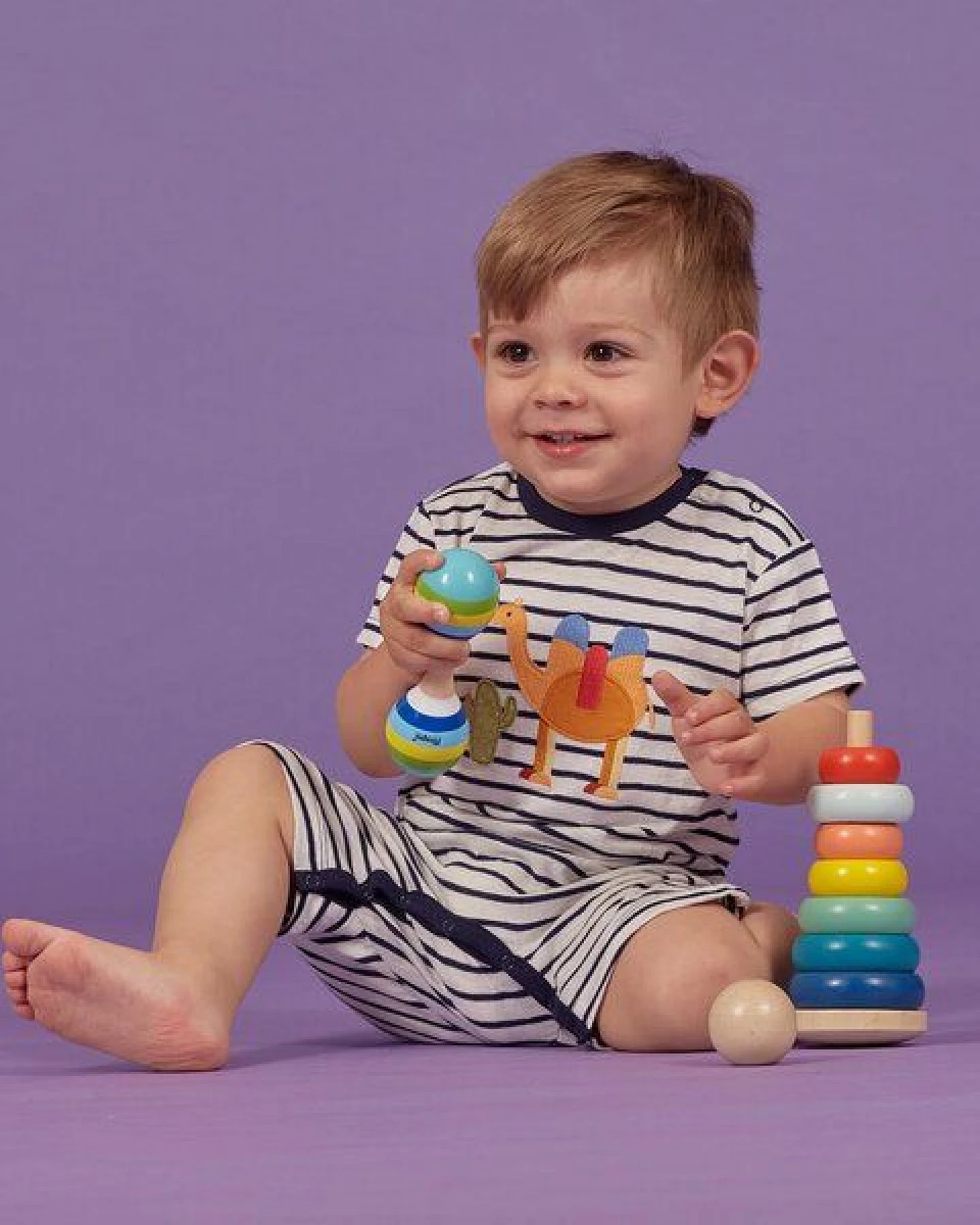 Sense Organics & friends in cooperation with GARY MASH Kurzer Baby Strampler gestreift aus Biobaumwolle – Ansicht 2