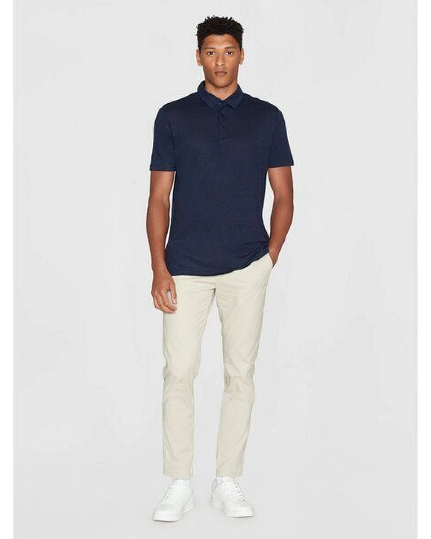 KnowledgeCotton Apparel Poloshirt Regular aus Bio-Leinen – Ansicht 3