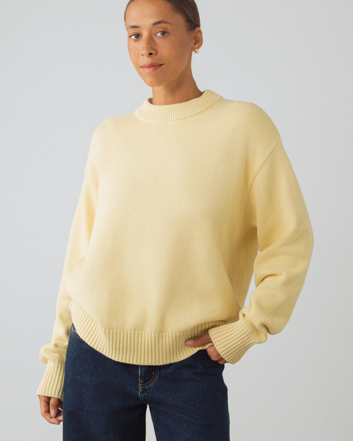 Honest Basics Damen vegan Pullover Rundhalsausschnitt Vanille Creme – Ansicht 2