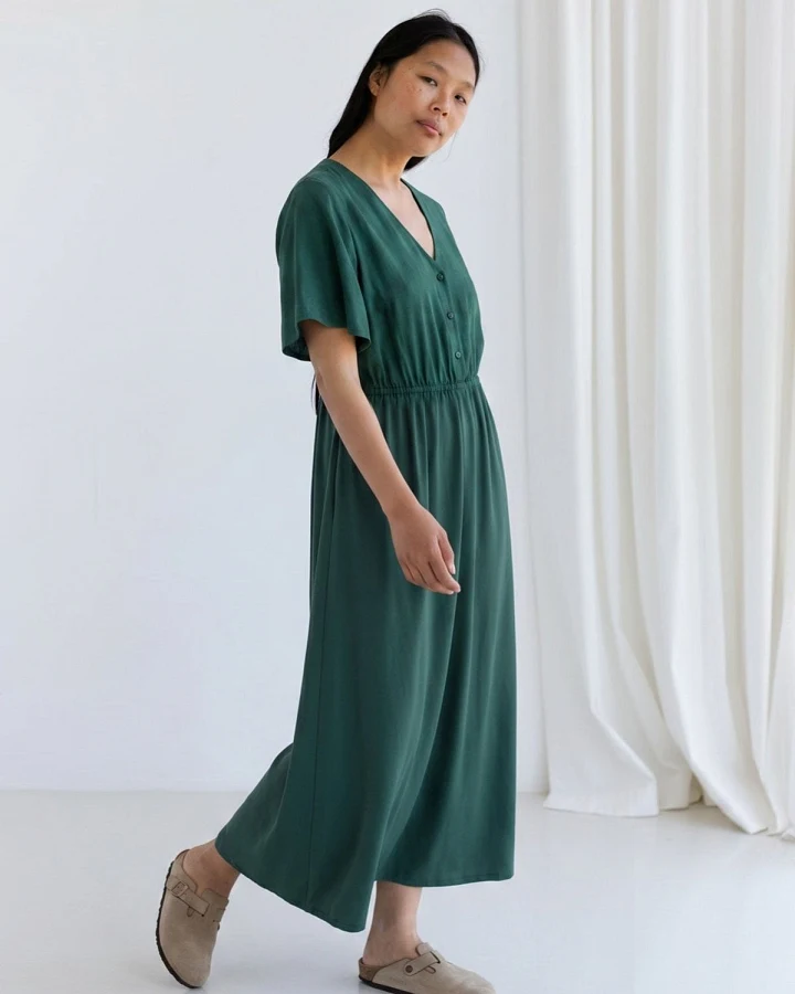 TWOTHIRDS Damen vegan Kleid Balandra Gartengrün