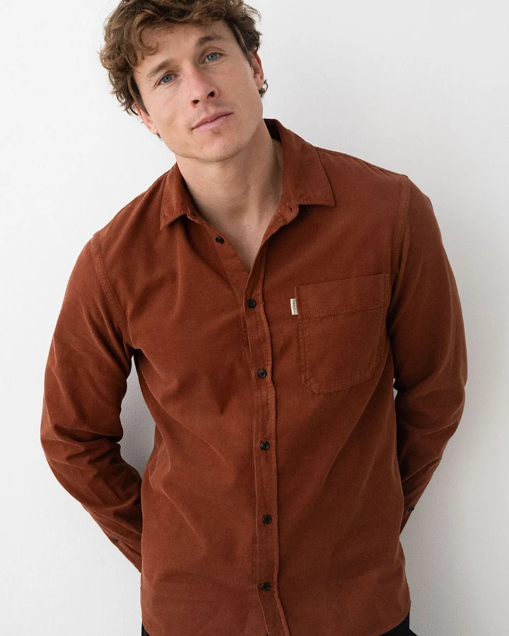 TWOTHIRDS Herren vegan Hemd Holdoya Toffebraun