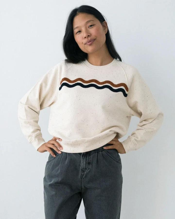 TWOTHIRDS Damen vegan Sweatshirt Fassol Ecru Neps