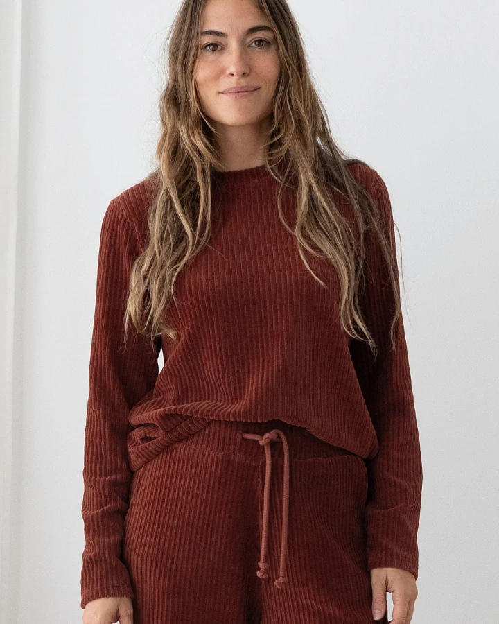 TWOTHIRDS Damen vegan Top Eparses Weinrot