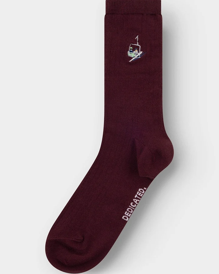 Socken Rib Knivsta Ski Lift Emb Rot