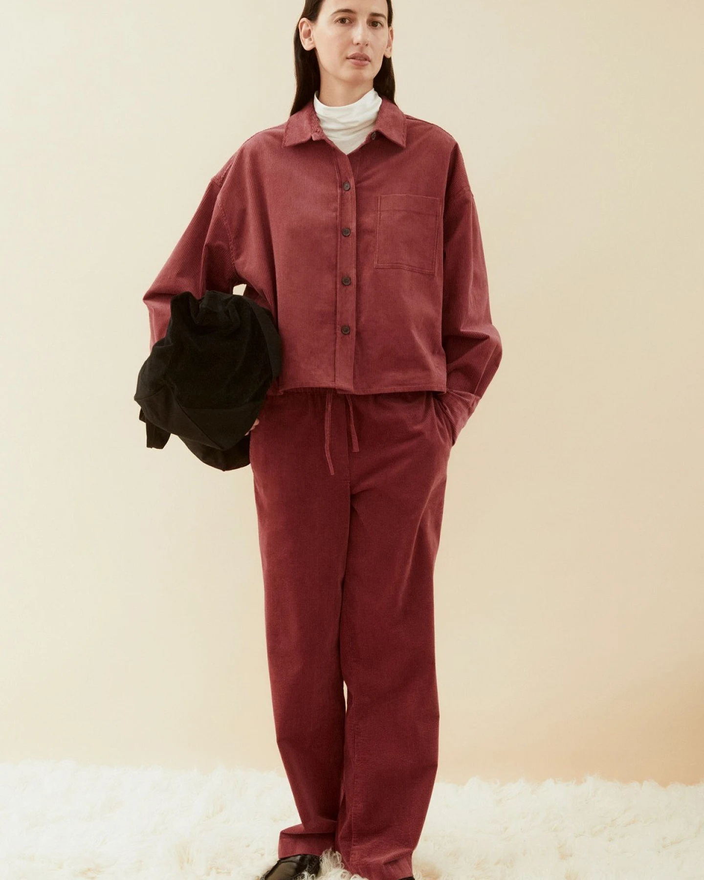 Bluse Nalaani Corduroy Rot – Ansicht 5