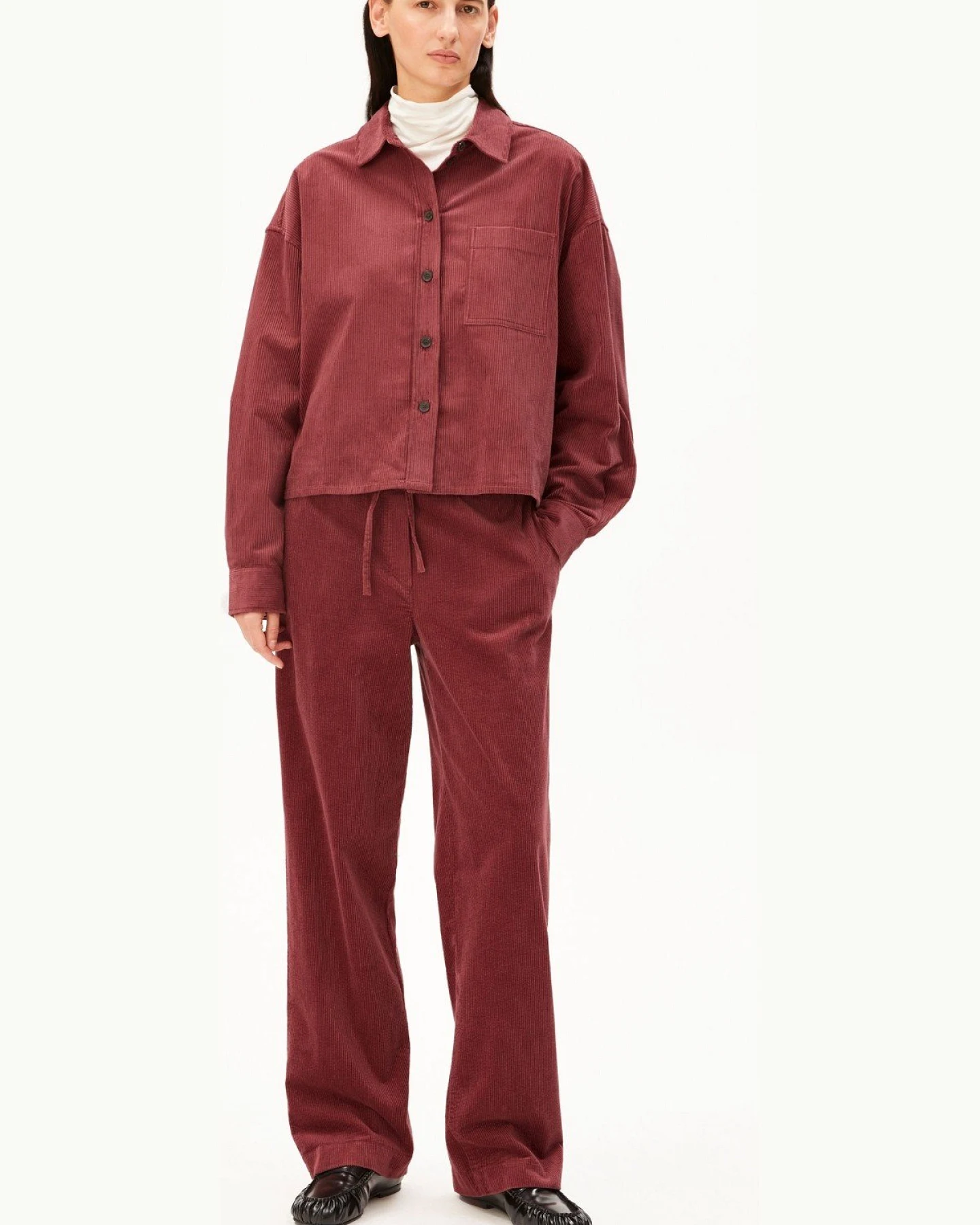 Bluse Nalaani Corduroy Rot – Ansicht 3