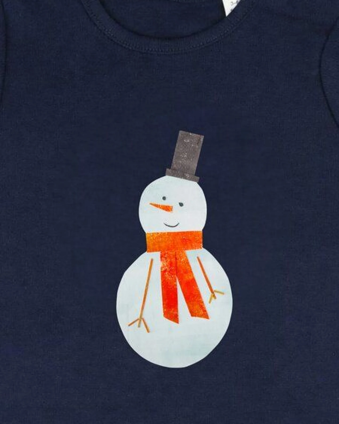 MELAdi Kinder Baby-Body aus Biobaumwolle - Schneemann auf Navy Blue – Ansicht 3