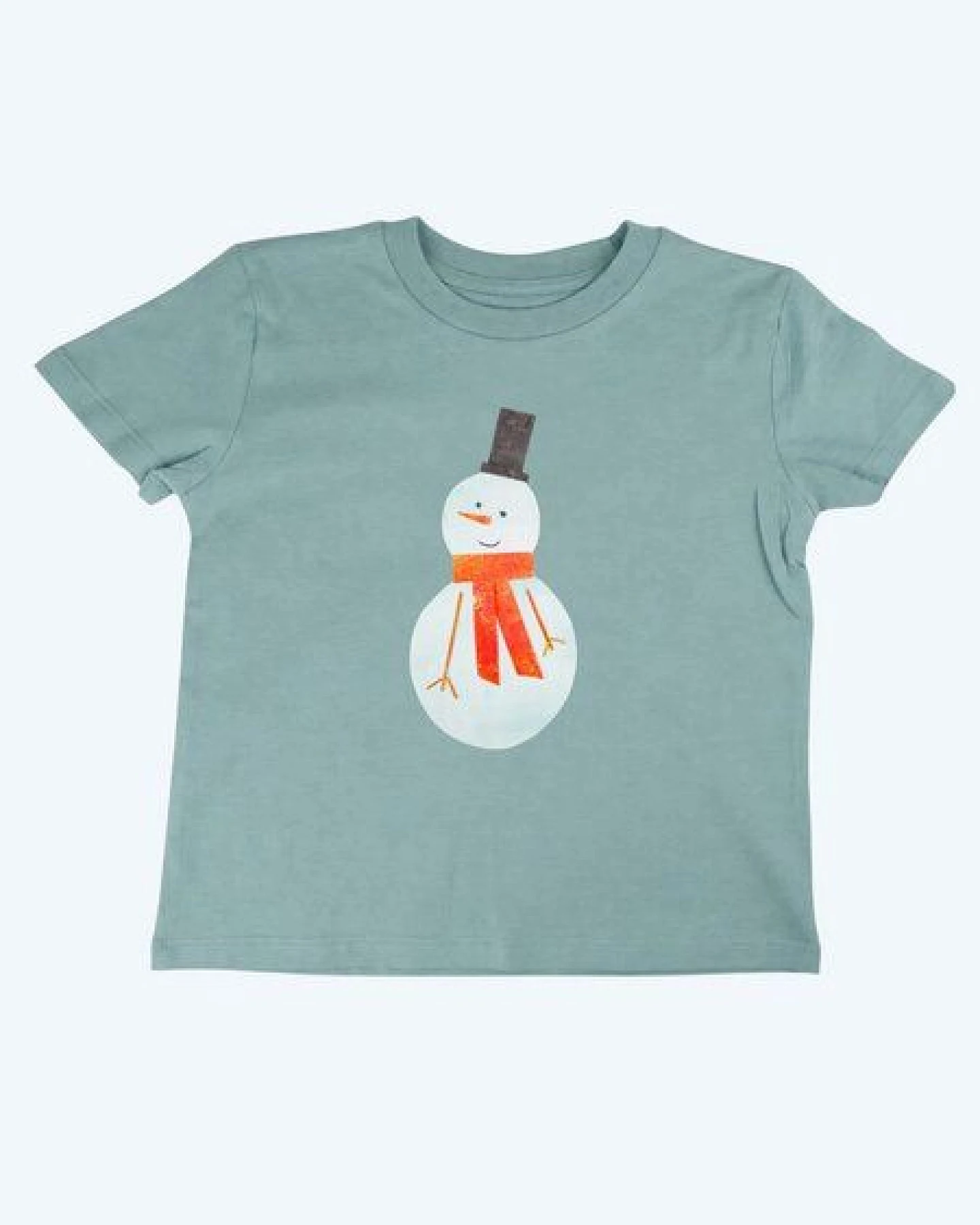 MELAdi Kinder Shirt aus Biobaumwolle - Schneemann auf Türkis – Ansicht 2