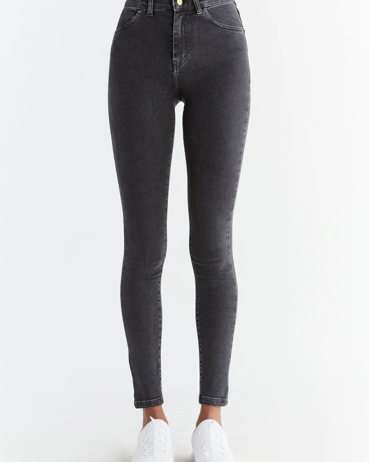 Evermind Damen vegan Jeans Stretch Skinny Fit Carbon Grau