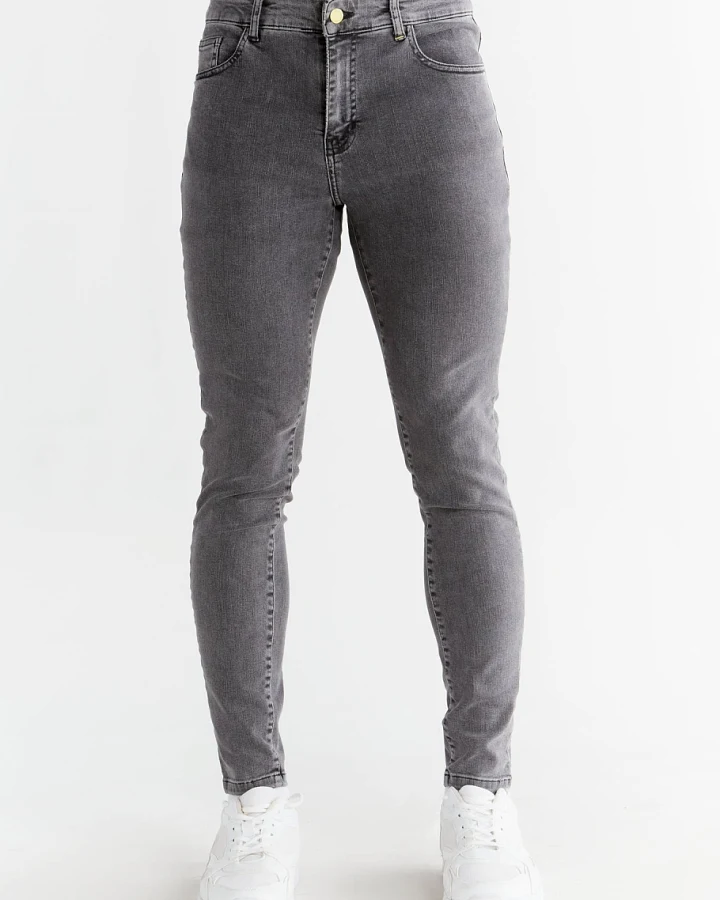 Evermind Herren vegan Jeans Stretch Skinny Fit Eisengrau