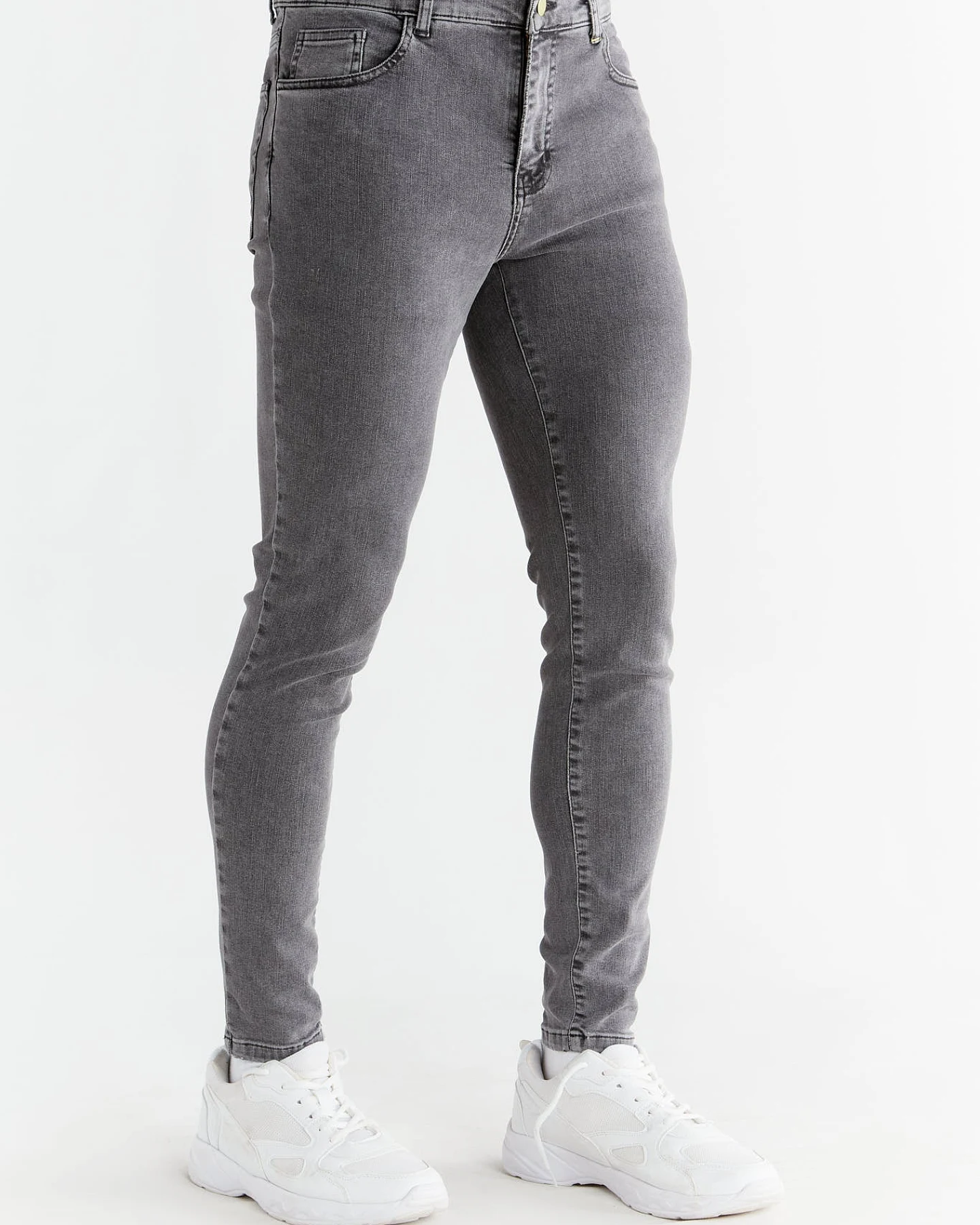 Evermind Herren vegan Jeans Stretch Skinny Fit Eisengrau – Ansicht 2