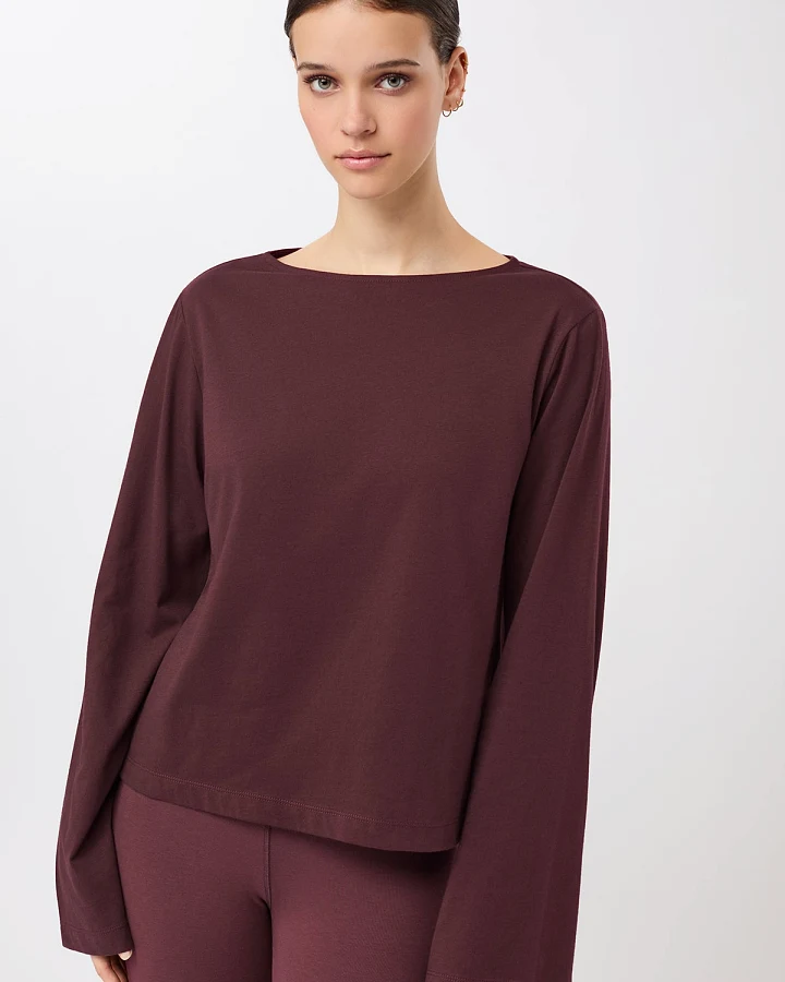 MANDALA Damen vegan Langarmshirt Iconic In Rubinrot