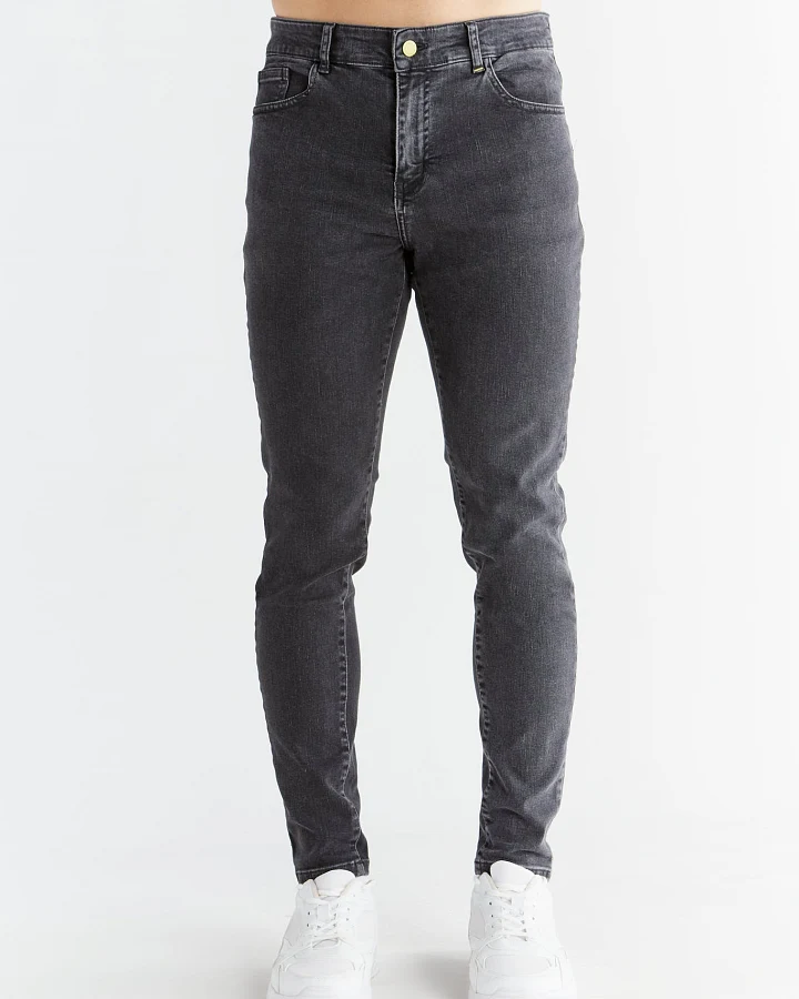 Evermind Herren vegan Jeans Stretch Skinny Fit Aschgrau