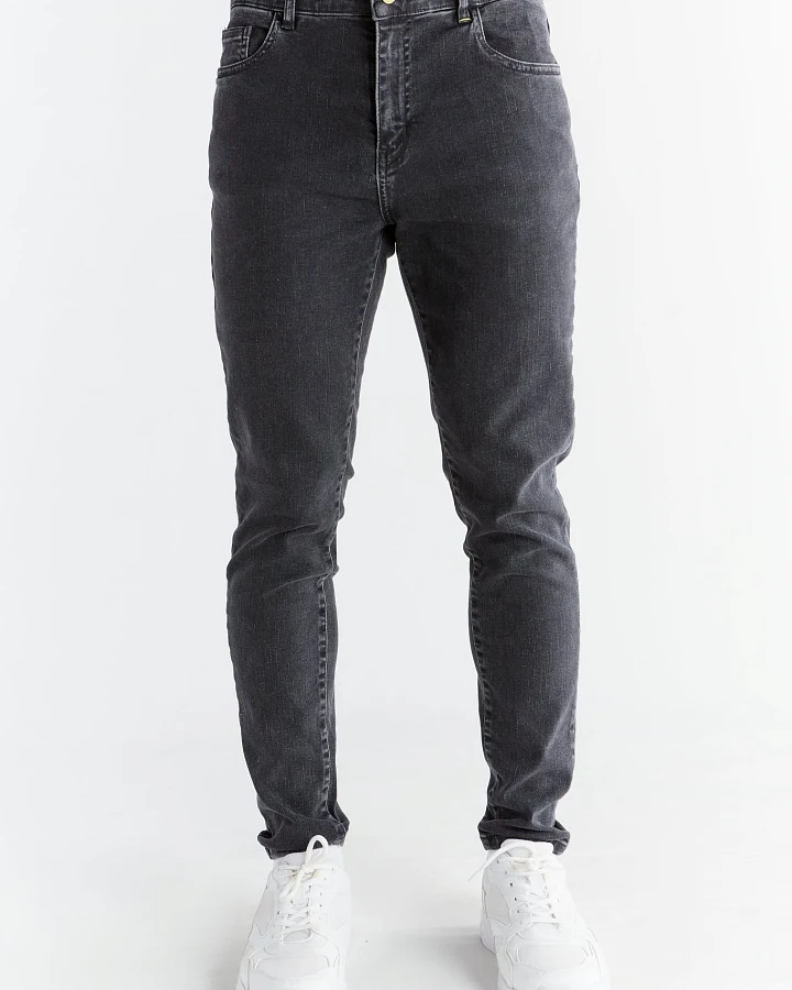 Evermind Herren vegan Jeans Stretch Skinny Fit Carbon Grau