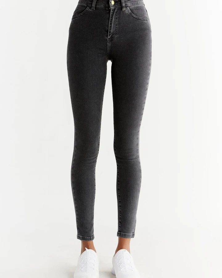 Evermind Damen vegan Jeans Stretch Skinny Fit Aschgrau