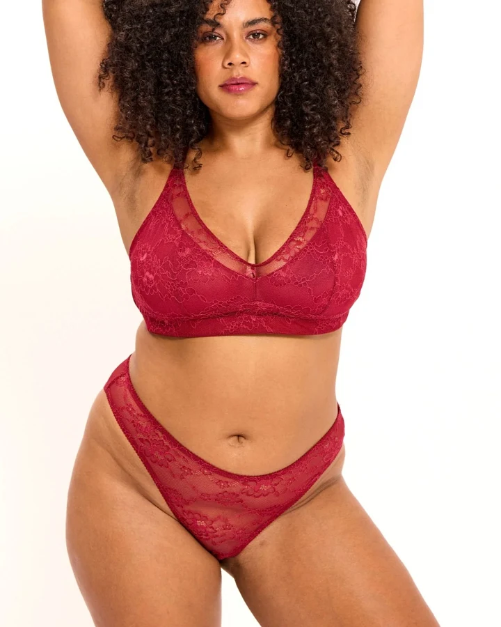 Understatement Damen vegan Bralette Lace Support Plus In Rumba Rot