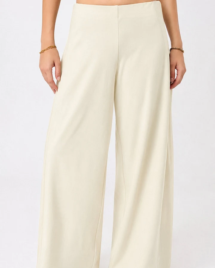 MANDALA Damen vegan Hose Extra Weit Morning White