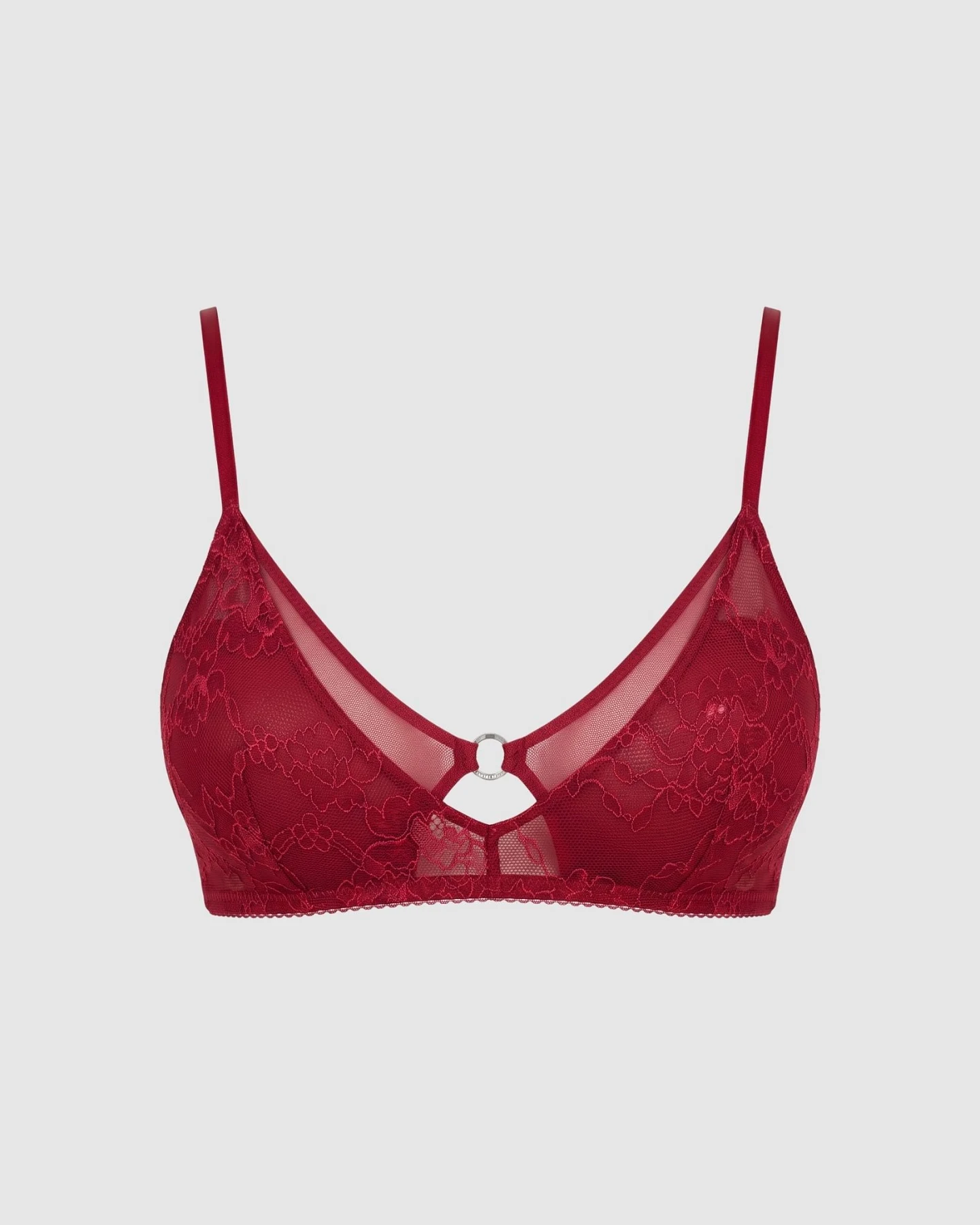 Understatement Damen vegan Bralette Spitze Mesh Double Triangle Rumba Rot – Ansicht 2