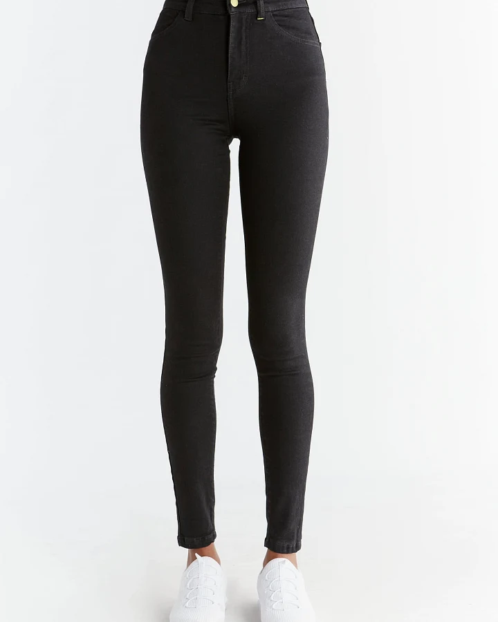 Evermind Damen vegan Jeans Stretch Skinny Fit Anthrazit
