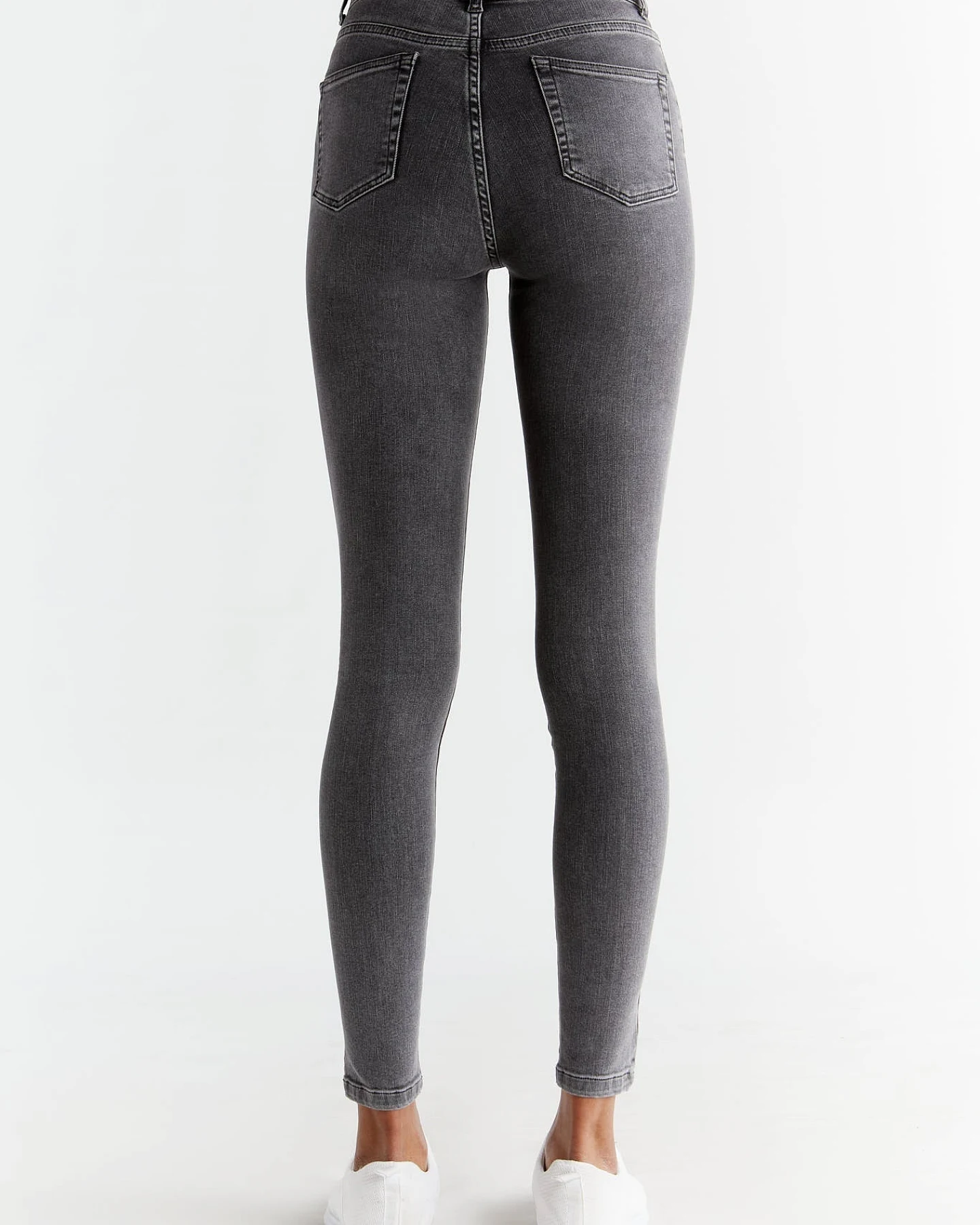 Evermind Damen vegan Jeans Stretch Skinny Fit Eisengrau – Ansicht 2