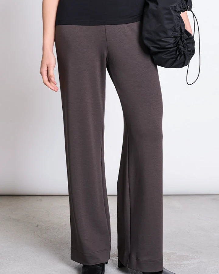 JAN N JUNE Damen vegan Hose Wide Kiso Schlammbraun