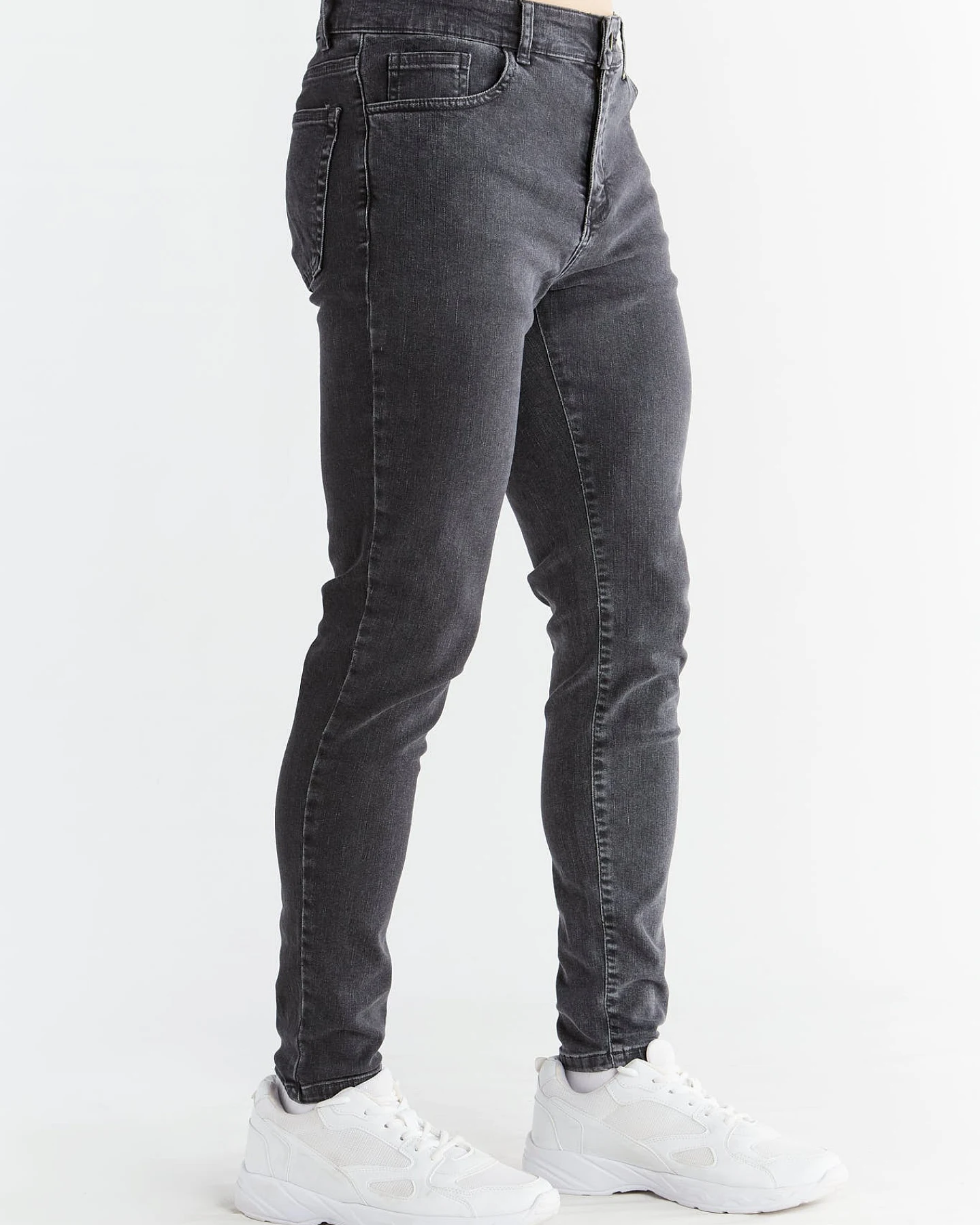 Evermind Herren vegan Jeans Stretch Skinny Fit Aschgrau – Ansicht 2
