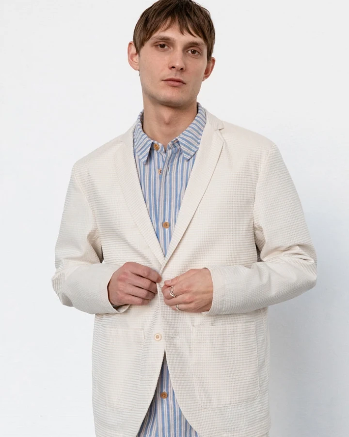Rotholz Herren vegan Blazer Casual Waffle Sand