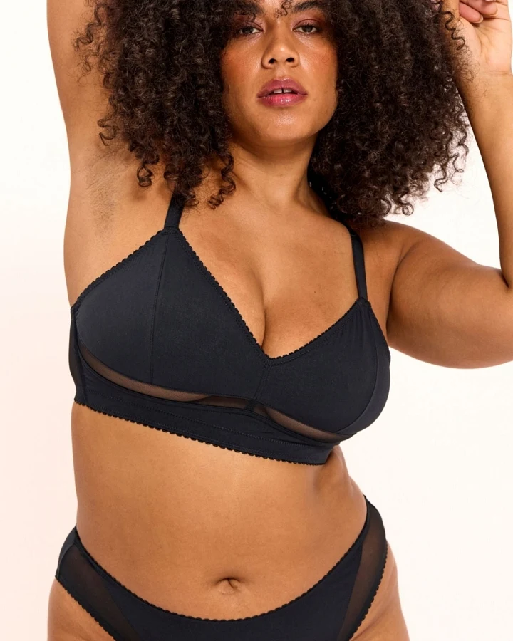 Understatement Damen vegan Balconette Bh Mit Blickdichtem Netzstoff Schwarz