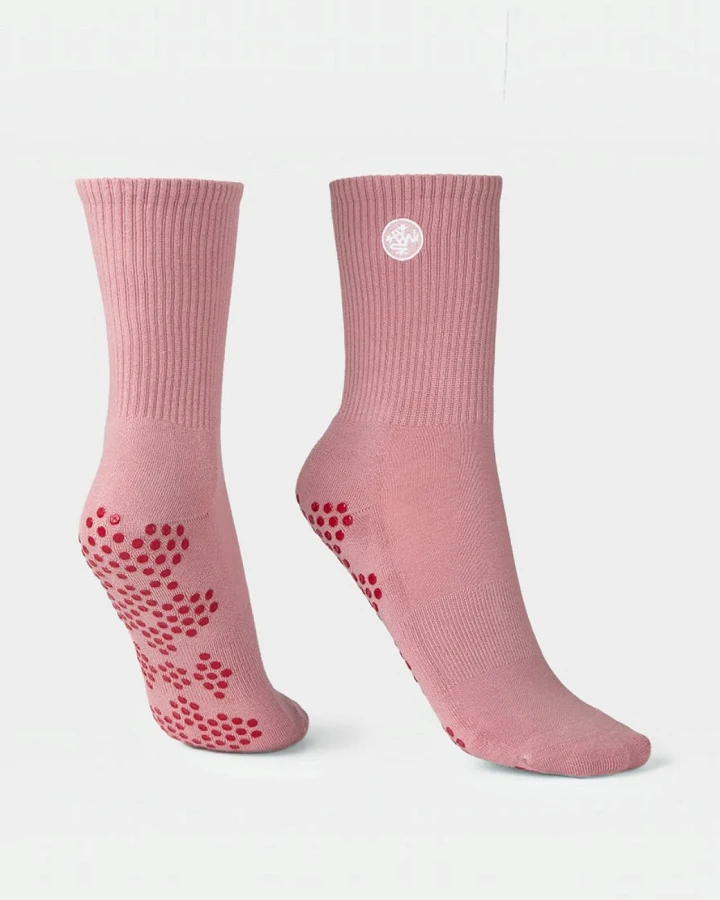 Manduka Equilibria Pilates Half Crew Socks - Blush